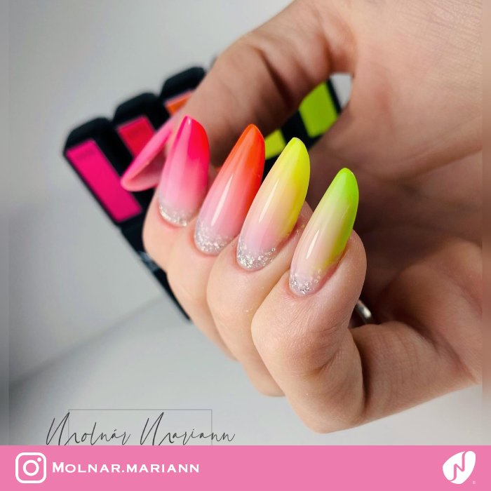 Glitter Design Colorful Spring Nails